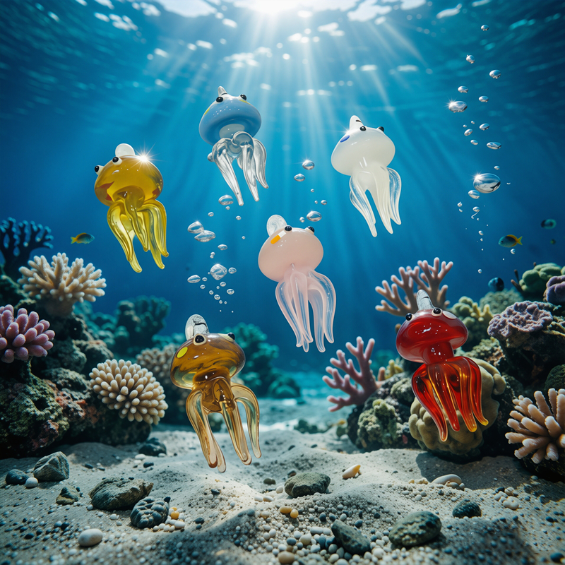 Marine Aquarium & Regional Centre Photos - Colorful Mini Jellyfish Glass Pendant Cute