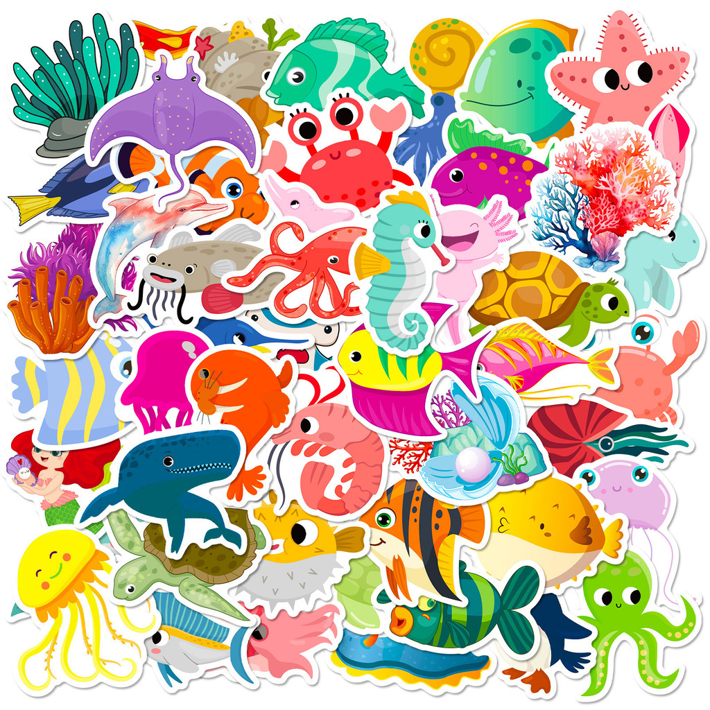 50Pcs Marine Life Stickers - C - Marine Aquarium & Regional Centre Photos ulasan dan harga