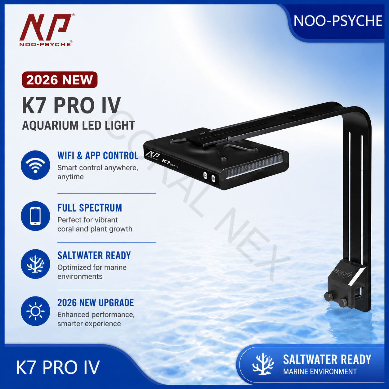 2026 New V4 NooPsyche K7 PRO I - Marine Aquarium Led Lights ulasan dan harga