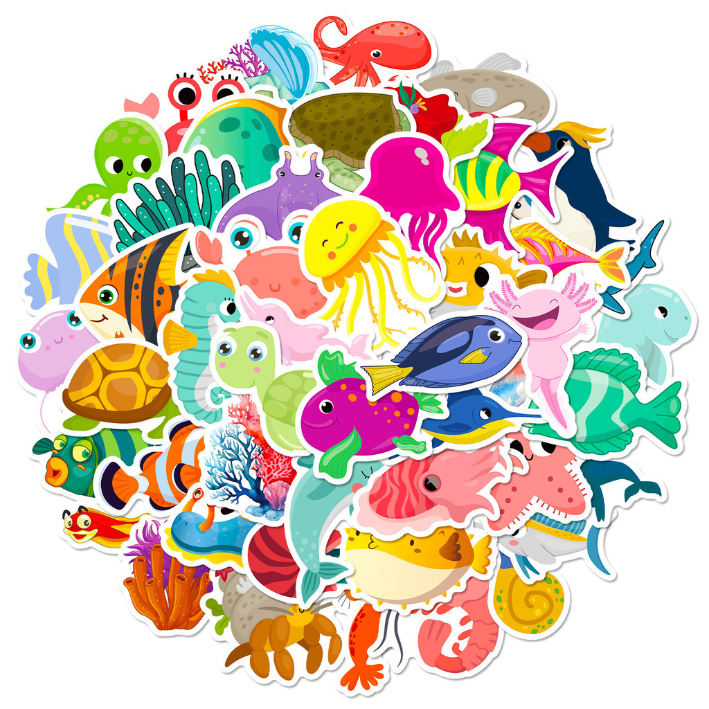 50Pcs Marine Life Stickers Dol - Marine Aquarium & Regional Centre Photos ulasan dan harga