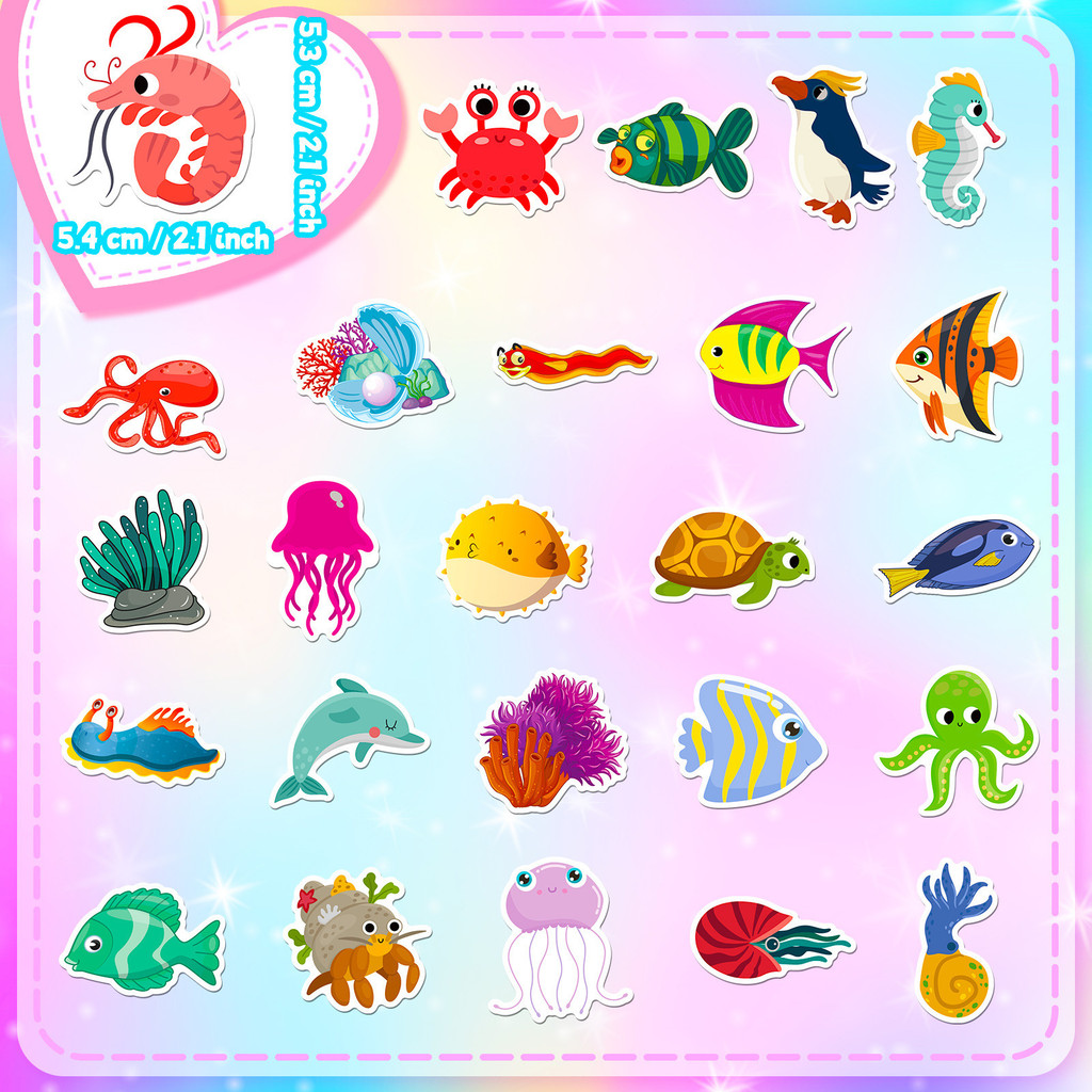 50Pcs Marine Life Stickers Dol - Marine Aquarium & Regional Centre Photos ulasan dan harga