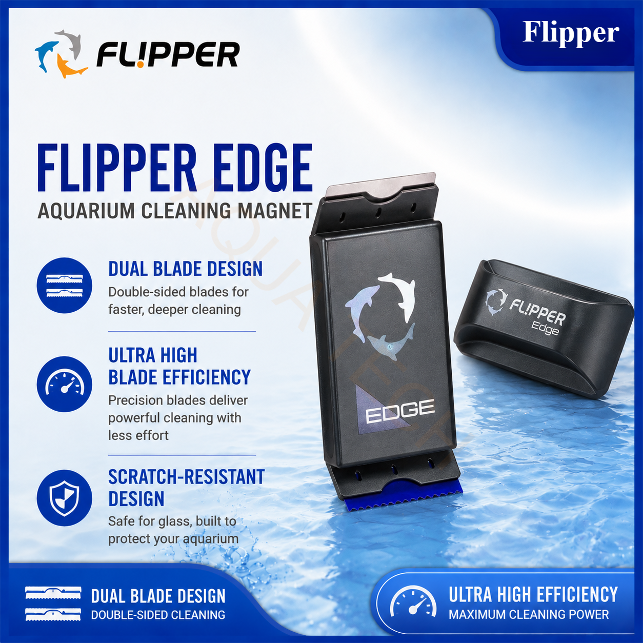 Flipper Edge Standard Max 2 in - Marine Aquarium Glass Cleaner ulasan dan harga